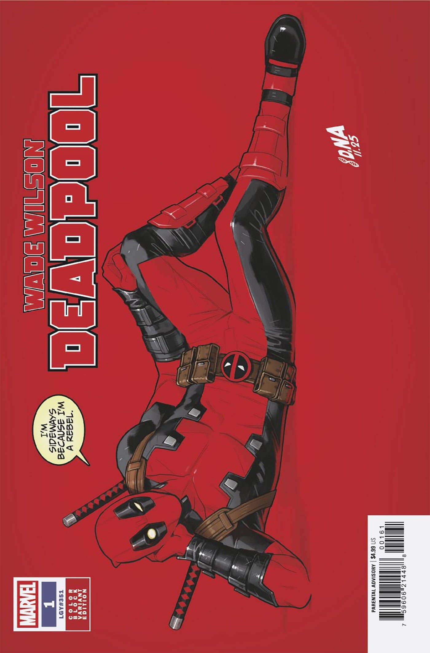 WADE WILSON: DEADPOOL #1 DAVID NAKAYAMA COLOR BLOCK RED VARIANT 1st Print